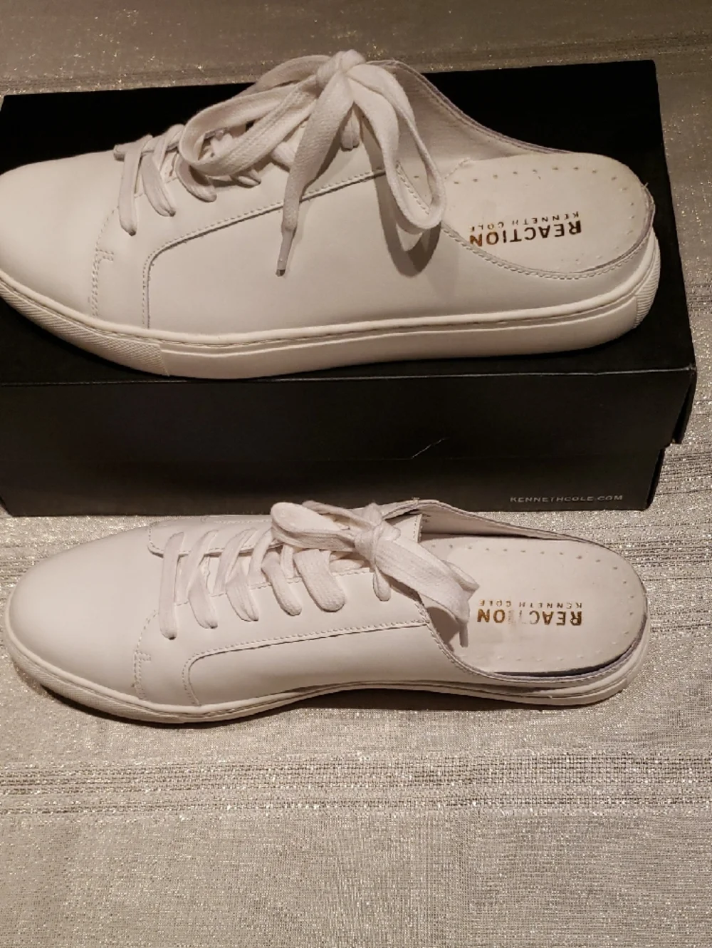 Kenneth Cole NWOT Flats Leather Low-Top Lace Mule Sneakers Open Back Clog Womens - Picture 3 of 11